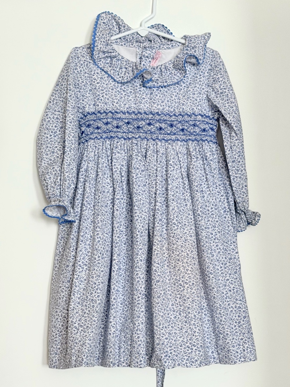 Smocked Floral Blue Long-Sleeve Nightgown for Girls